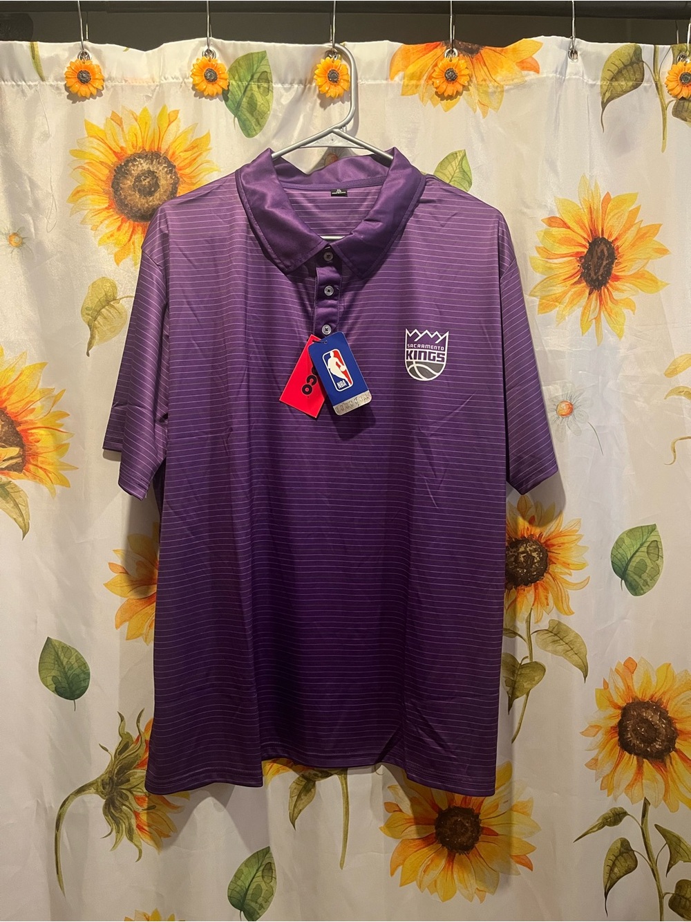 NBA Sacramento Kings Purple Striped Polo